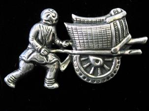 Vintage Chinese Silver Pin, Chinese Silver Peddler Pin, 1920's 1930's Art Deco Silver Pin, Chinese Export Silver Pin, Aloha Memorabilia Company,